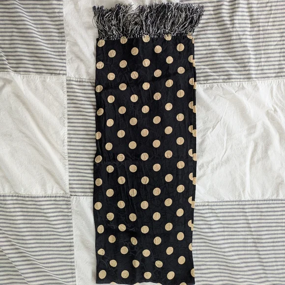 Nick and Nora Black and Gold Silk Polka Dot Scarf - Picture 6 of 8